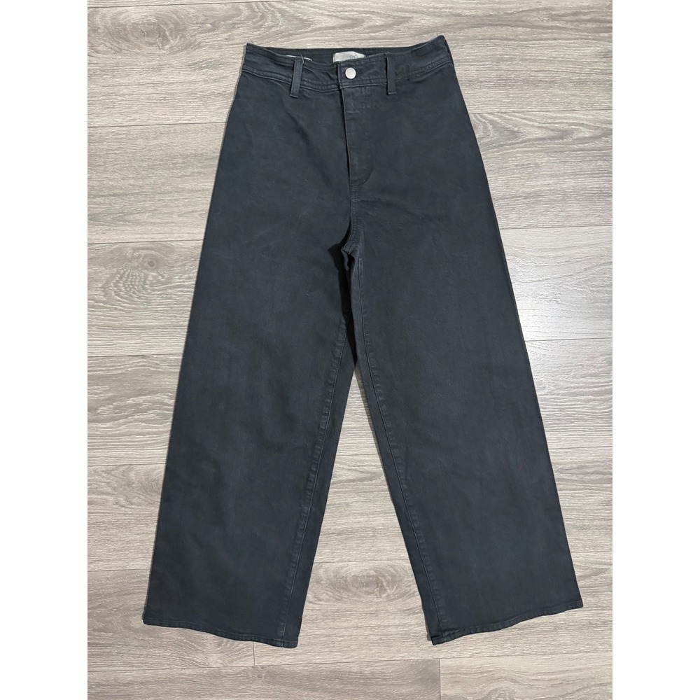 Universal Thread Womens Wide Leg Ankle Jeans Size 2 Washed Black High Rise Denim